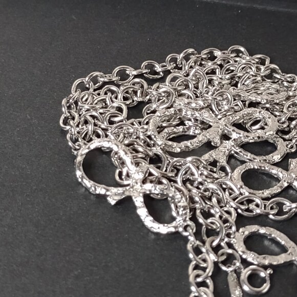 Long 57 Inch Silver Tone Emmons Necklace - Picture 4 of 11